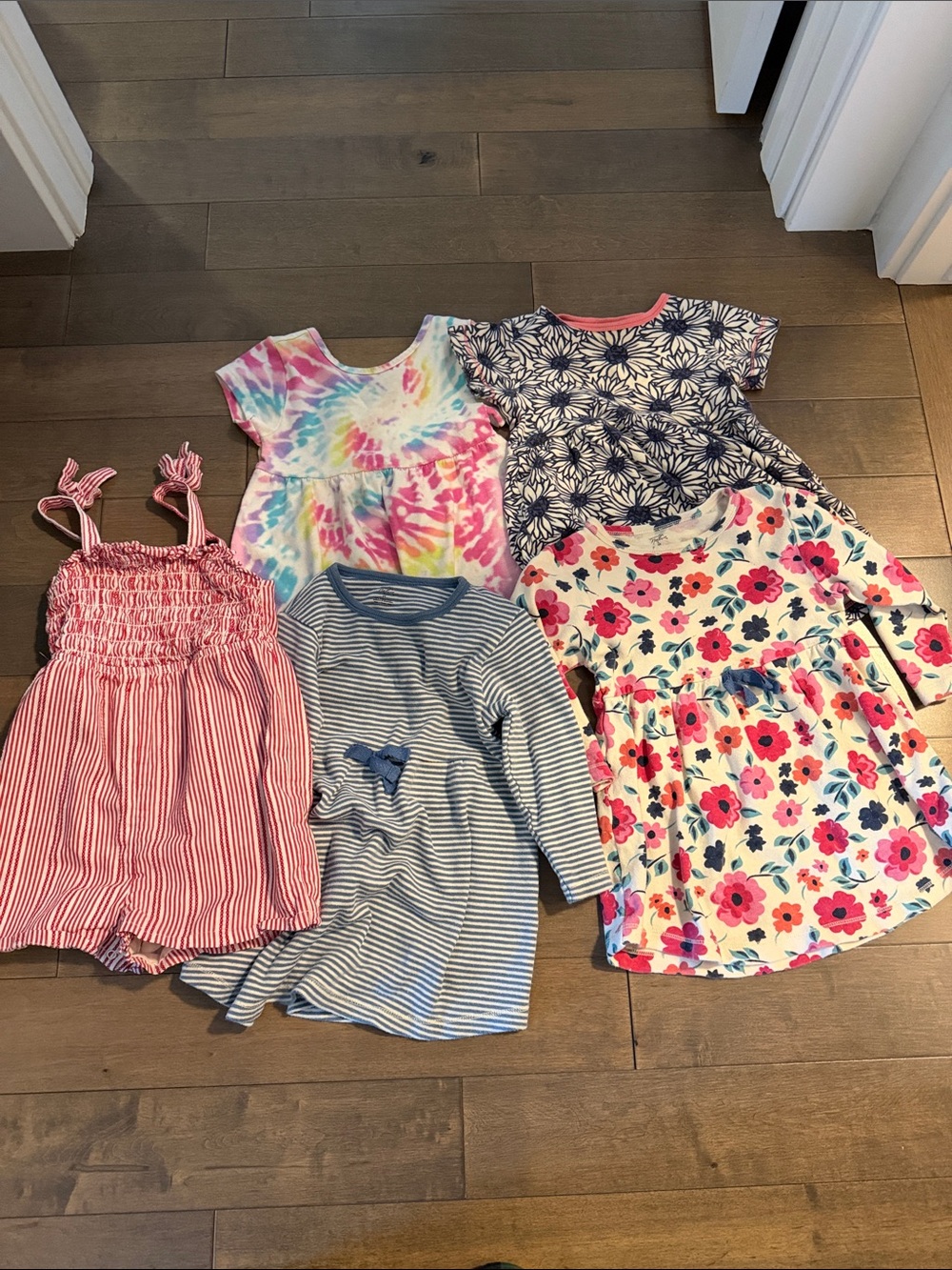 18months-2T Mixed Dresses & Romper Bundle - Pink, Blue, White, Tie-Dye
